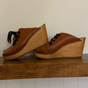 Brown Wedge Mules